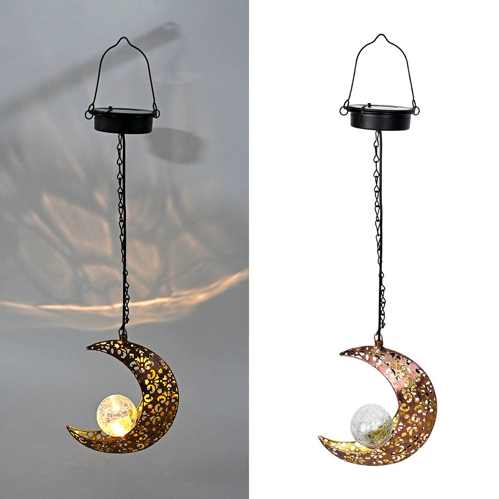 Solar Hanging Light Outdoor Waterproof Garden Projection Lamp, Iron Hollow Atmosphere Night Light