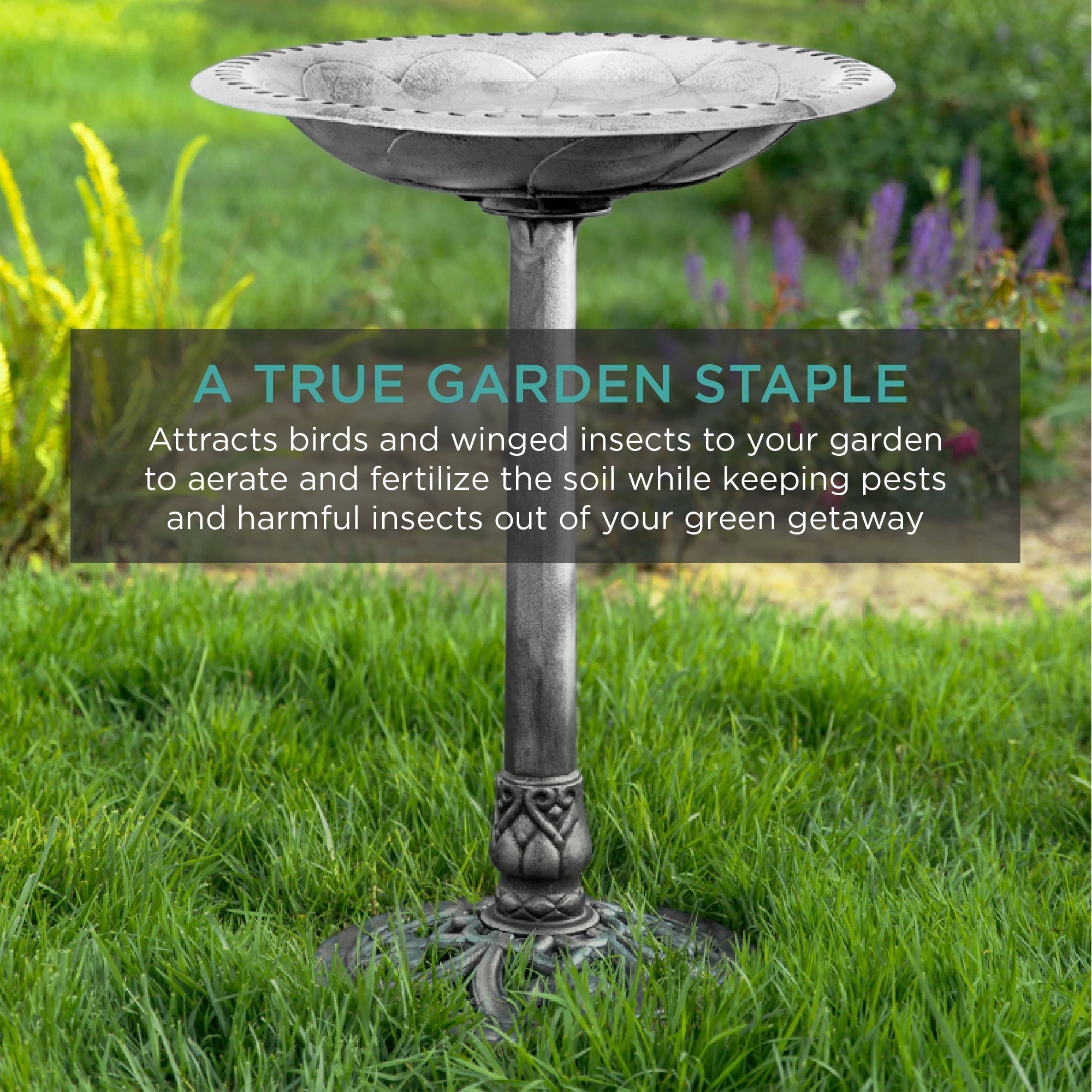 BowLift | Birdbath for the garden with Fleur-de-Lis decoration