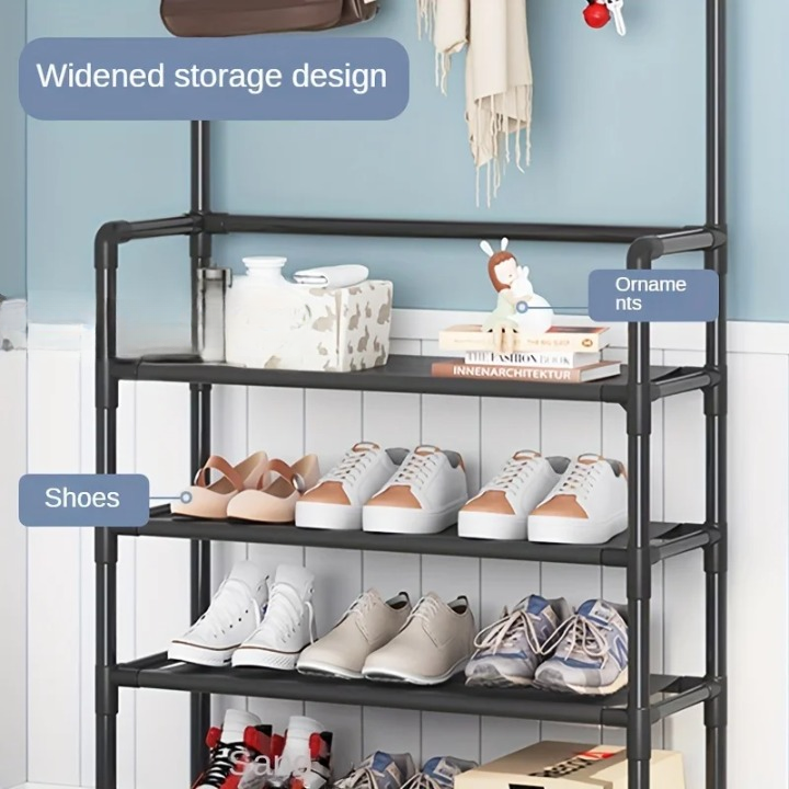 BowLift | Coat Rack with Shoe Storage Shelf Multi-Layer Steel Frame – EntryMate
