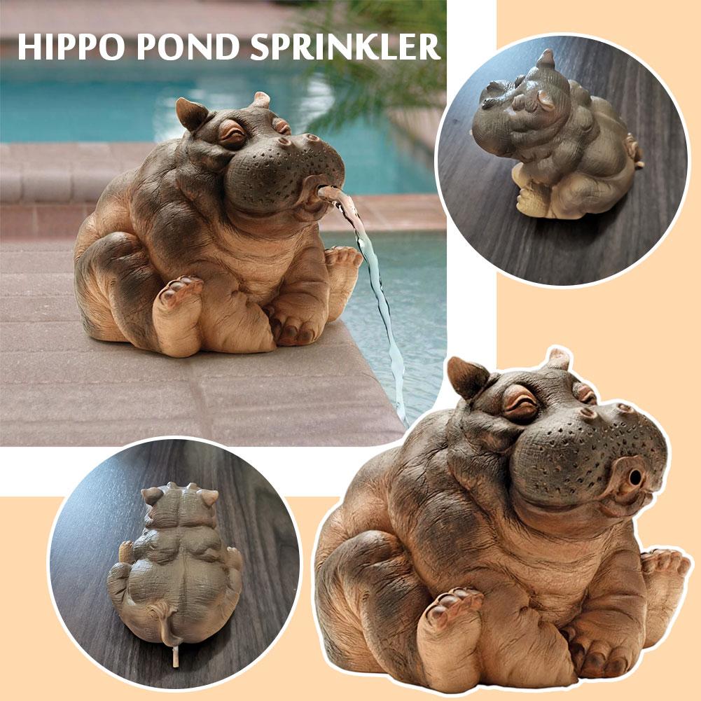 BowLift | Playful Hippopotamus Garden Sprinkler Statue