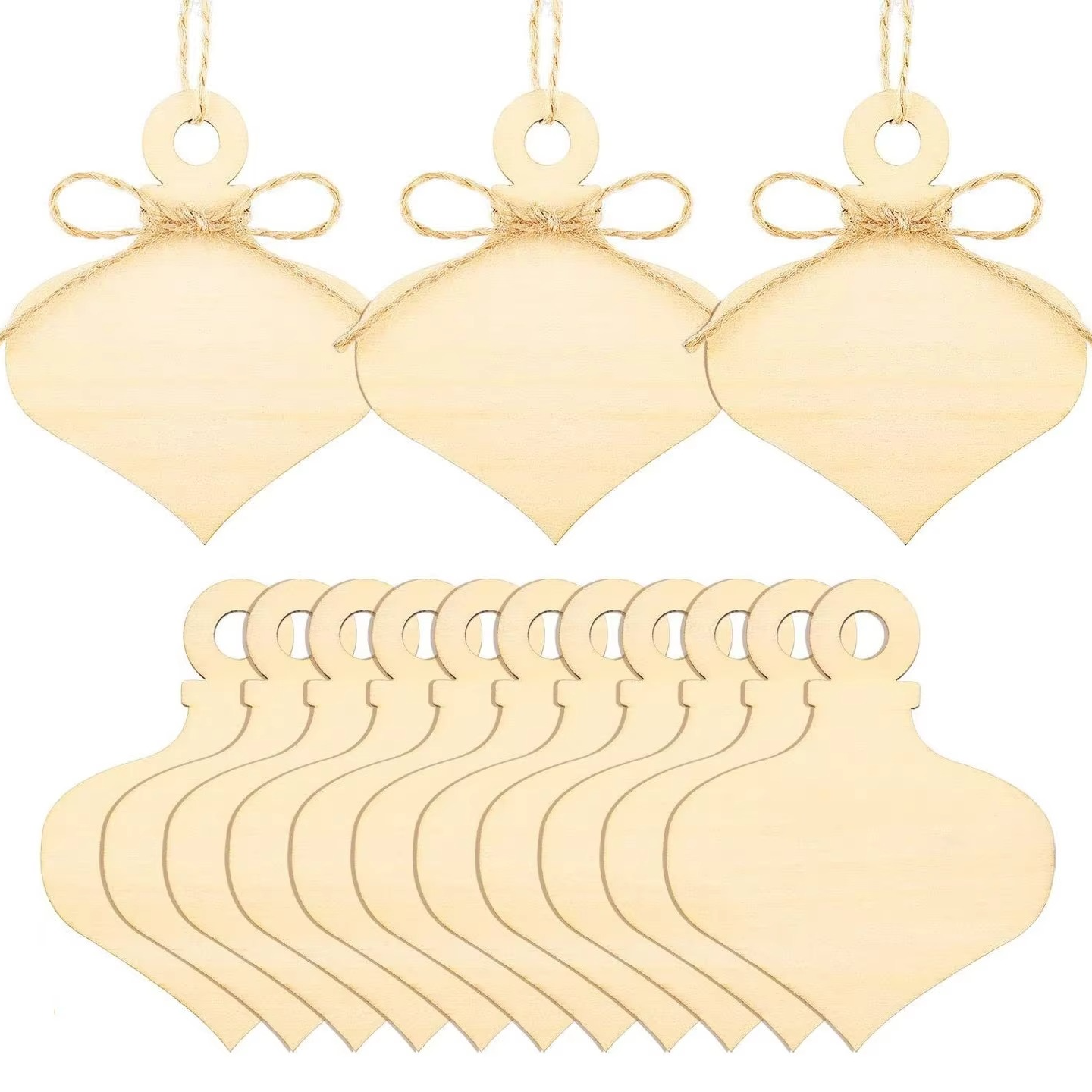 BowLift | 10pcs 4x3in Unfinished Wooden Heart Ornaments for DIY Crafts and Holiday Decorations