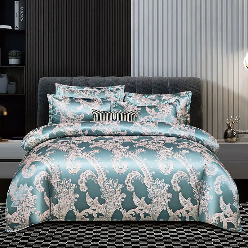 BowLift | Satin Rayon Jacquard Duvet Cover Set 264x229cm – Luxury Summer Bedding for Comfortable Sleep & Home Décor