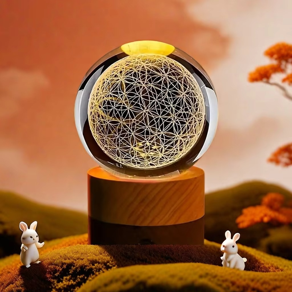 BowLift | Enchanting 3D Flower of Life Crystal Ball with Color-Changing USB Nightlight