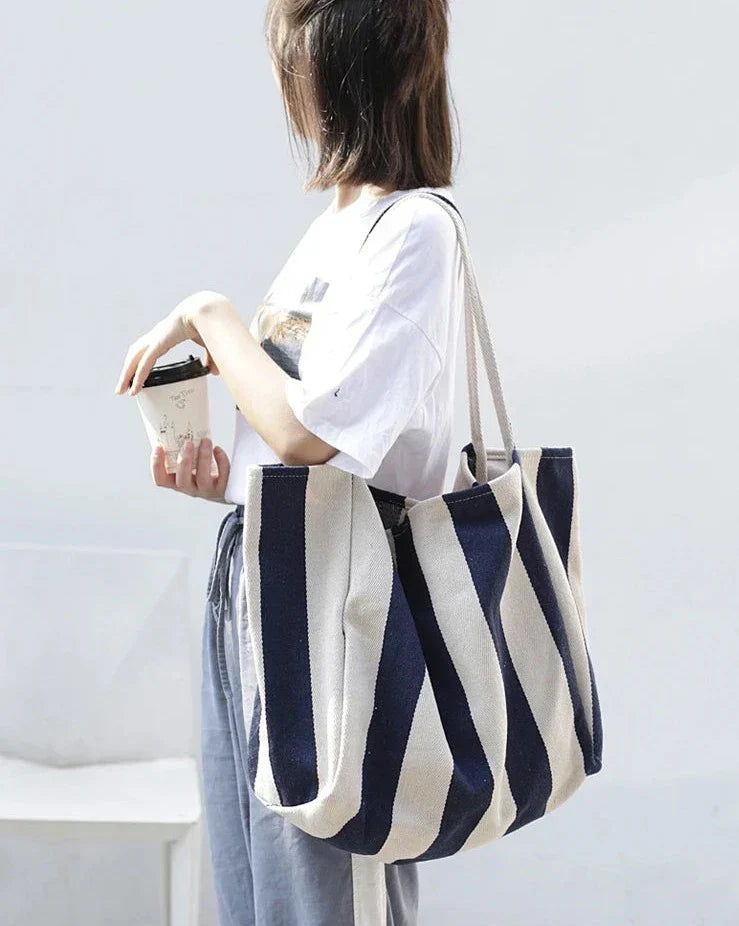 BowLift | Striped linen tote bag