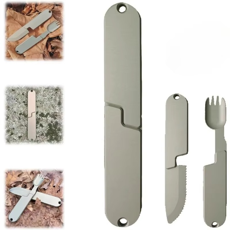 BowLift | Compact 2-in-1 Camping Cutlery Set - Detachable Knife and Fork, Ideal for Travel