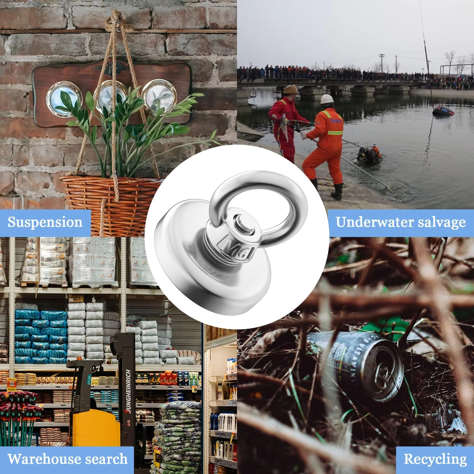 BowLift | Premium Neodymium Fishing Magnet with Eyebolt for Magnetic Salvaging