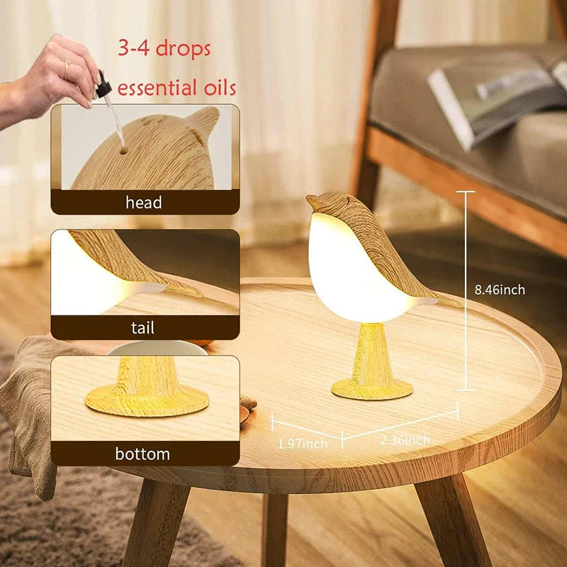 BowLift | Wooden Bird LED Touch-Switch Night Lamp