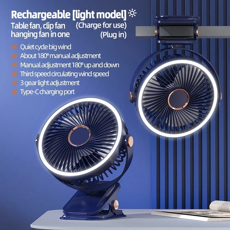 BowLift | Multi-Angle Outdoor Clip-On Rechargeable Cooling Fan