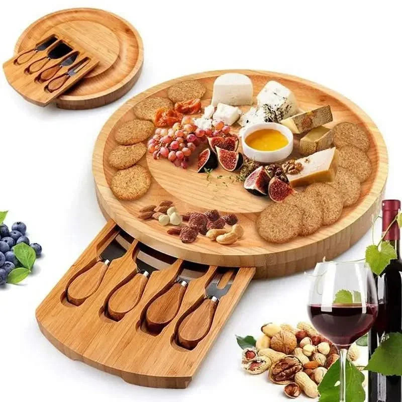 BowLift | CheeseMate – Round Bamboo Cheese Board