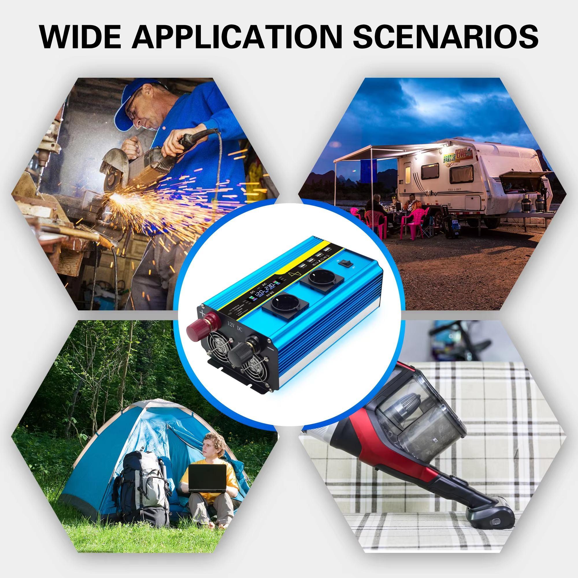 BowLift | 4000W Pure Sine Wave Power Inverter 12V/24V DC to 110V/220V AC Converter for Car and Solar Systems