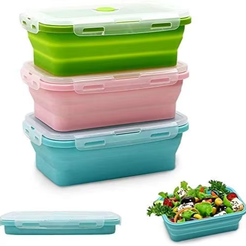 BowLift | Collapsible Silicone Food Storage Containers with Lids 3 Pack Set 40oz