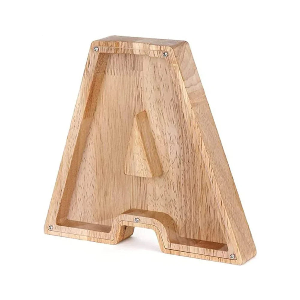 BowLift | Wooden Alphabet Piggy Bank with Transparent Viewing Window for Stylish Saving