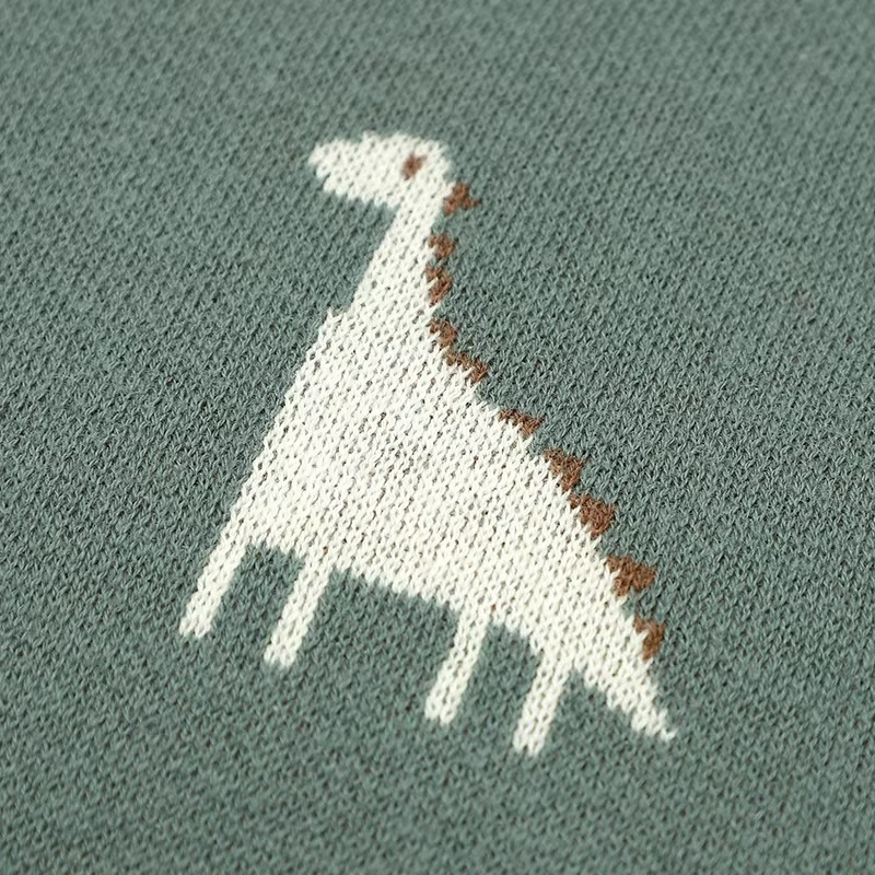 BowLift | Cotton Knitted Baby Blanket, Soft Swaddle and Stroller Cover, Dinosaur Design