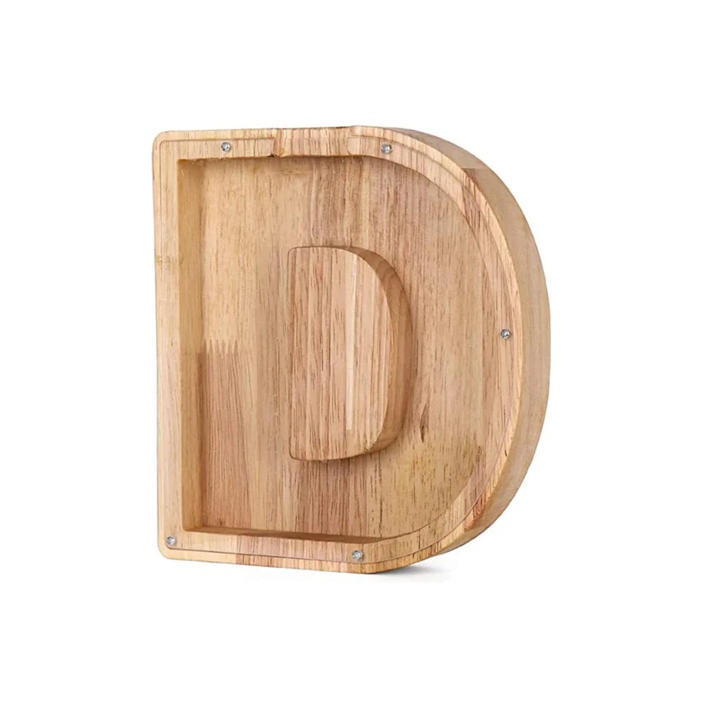 BowLift | Wooden Alphabet Piggy Bank with Transparent Viewing Window for Stylish Saving