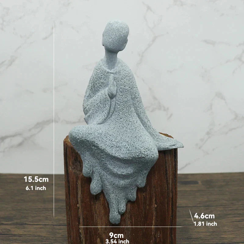 BowLift | Buddha Stone Statue Small Buddhist Monks Tibetan Buddhism Figures Zen Garden Ornament Meditation Home Aquarium Decoration