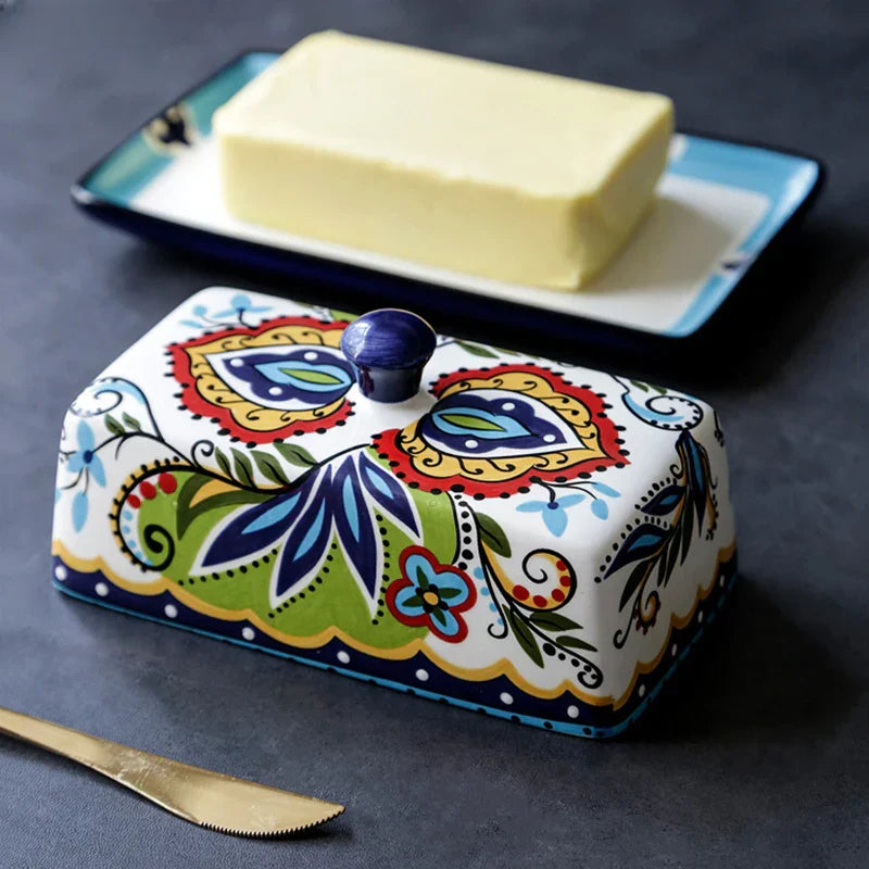 BowLift | Hand-painted Butter Dish in Tuscan Style