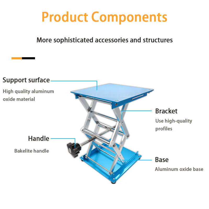 BowLift | Stainless Steel Lifting Table, Manual Aluminum Oxide Lifting Table, Laboratory Accessories Manual Lift Small
