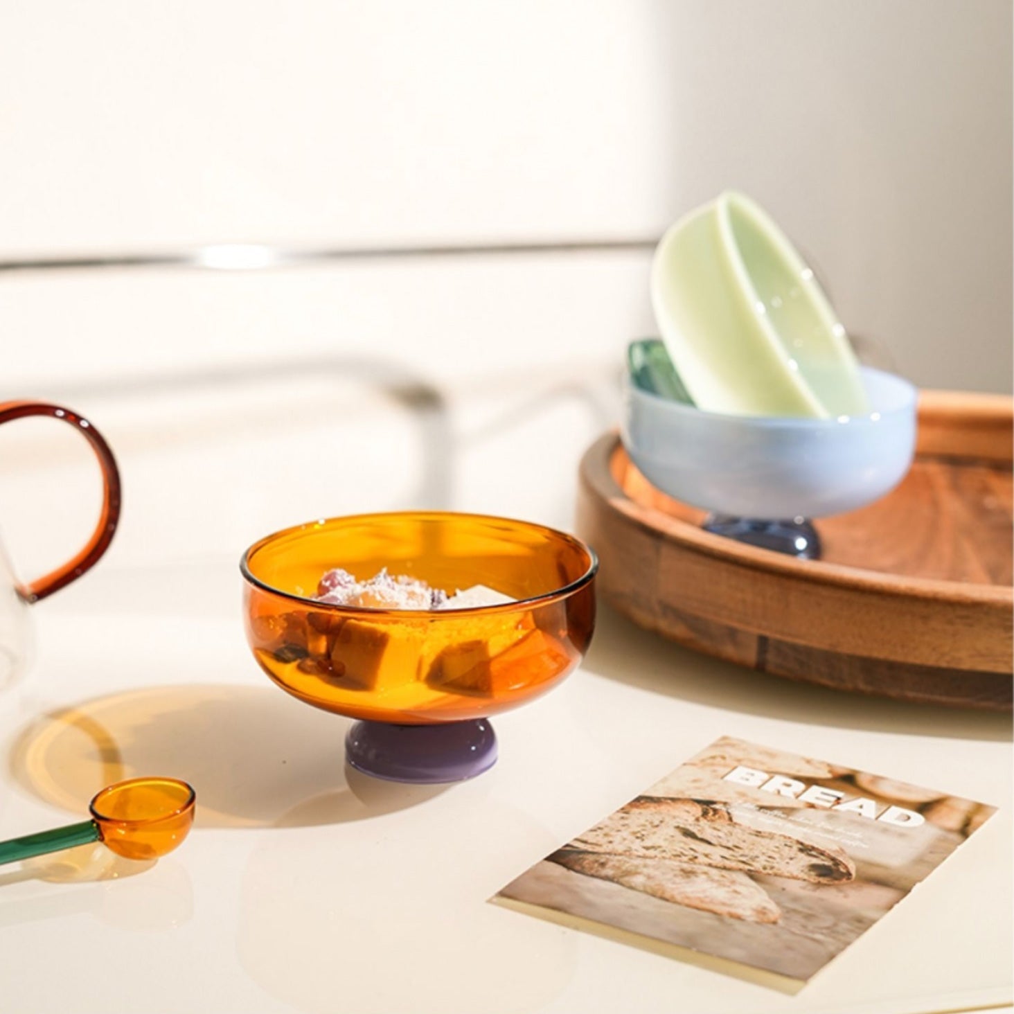 BowLift | Colorful borosilicate dessert bowl with spoon