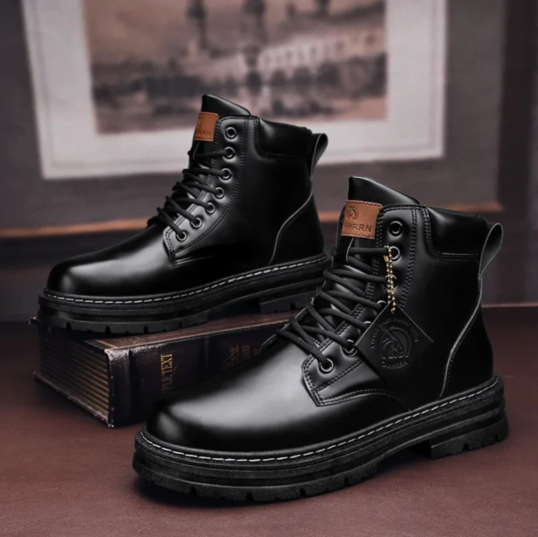 BowLift | Comfortable Men's Lace-Up Boots – Leather Support Boots with Non-Slip Sole