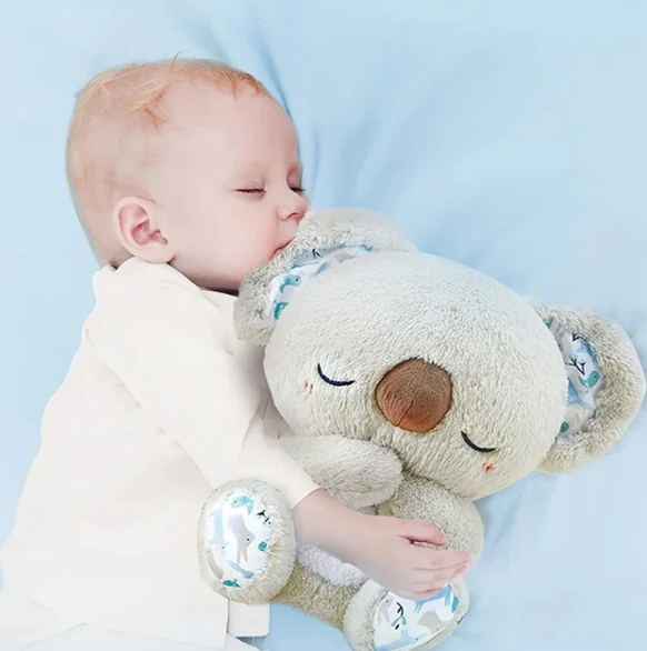 BowLift | Calming Koala Breathing Toy | Rhythmic Respiratory Simulator | Tactile Haptic Heartbeat & Ultrasonic Sound Therapy | Integrated LED Night Light | Sleep-Inducing Weighted Plush Companion