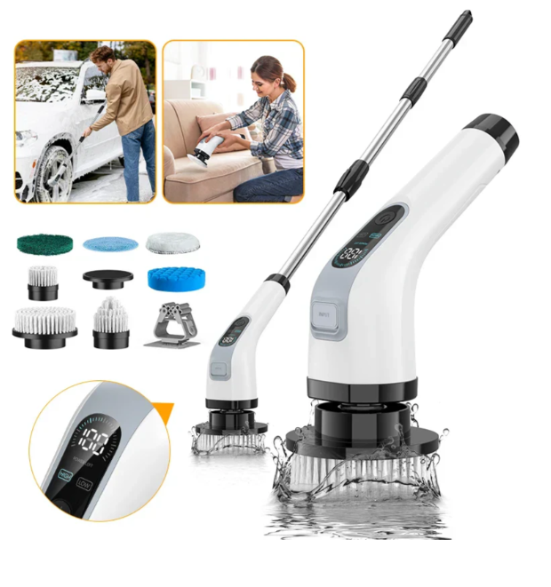 BowLift | Cordless Electric Cleaning Brush – 7 Interchangeable Heads for Effortless Deep Cleaning