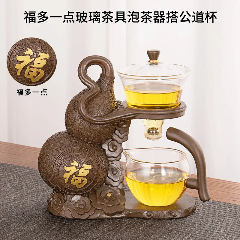 BowLift | Kung Fu Teapot Household Magnetic Extraction Semi-Automatic Lazy Tea Preparation Tool Glass Tea Set
