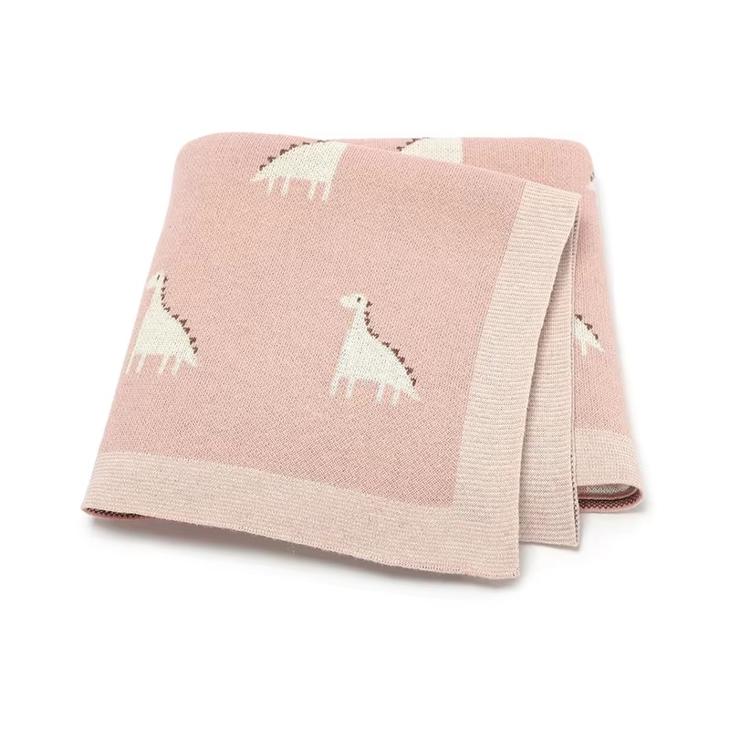 BowLift | Cotton Knitted Baby Blanket, Soft Swaddle and Stroller Cover, Dinosaur Design