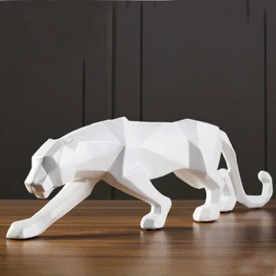 BowLift | Panther Statue, Animal Figure, Abstract Geometric Style, Resin, Leopard Sculpture, Home Office, Desktop Decoration, Crafts