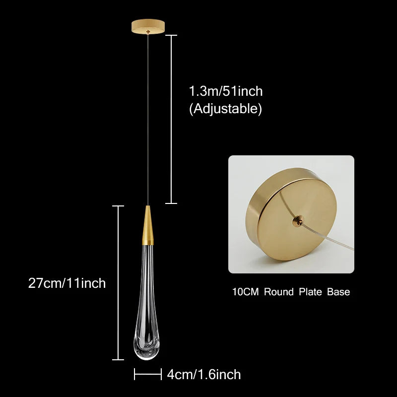 BowLift | Crystal LED Pendant Lights: Perfect for Bedroom, Dining Room, Bar - Water Drop Chandelier, Stair Lamp for Interior Decoration