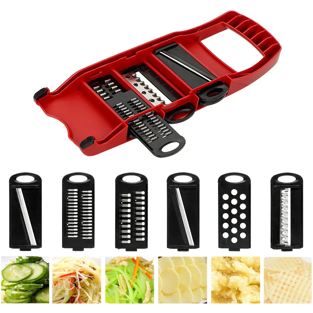 BowLift | PrepVario Vegetable Cutter Set | 9-piece with Box & Finger Guard | Stainless Steel & BPA-free | In Red
