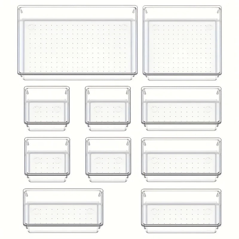 BowLift | Clearyx Organizer Set | 18-piece Transparent | Modular & Stackable | For Bathroom, Kitchen & Office