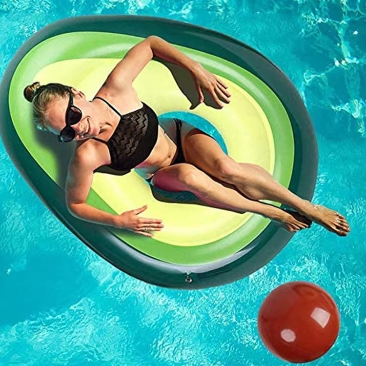 BowLift | Inflatable Avocado Pool Float with Detachable Ball Toy