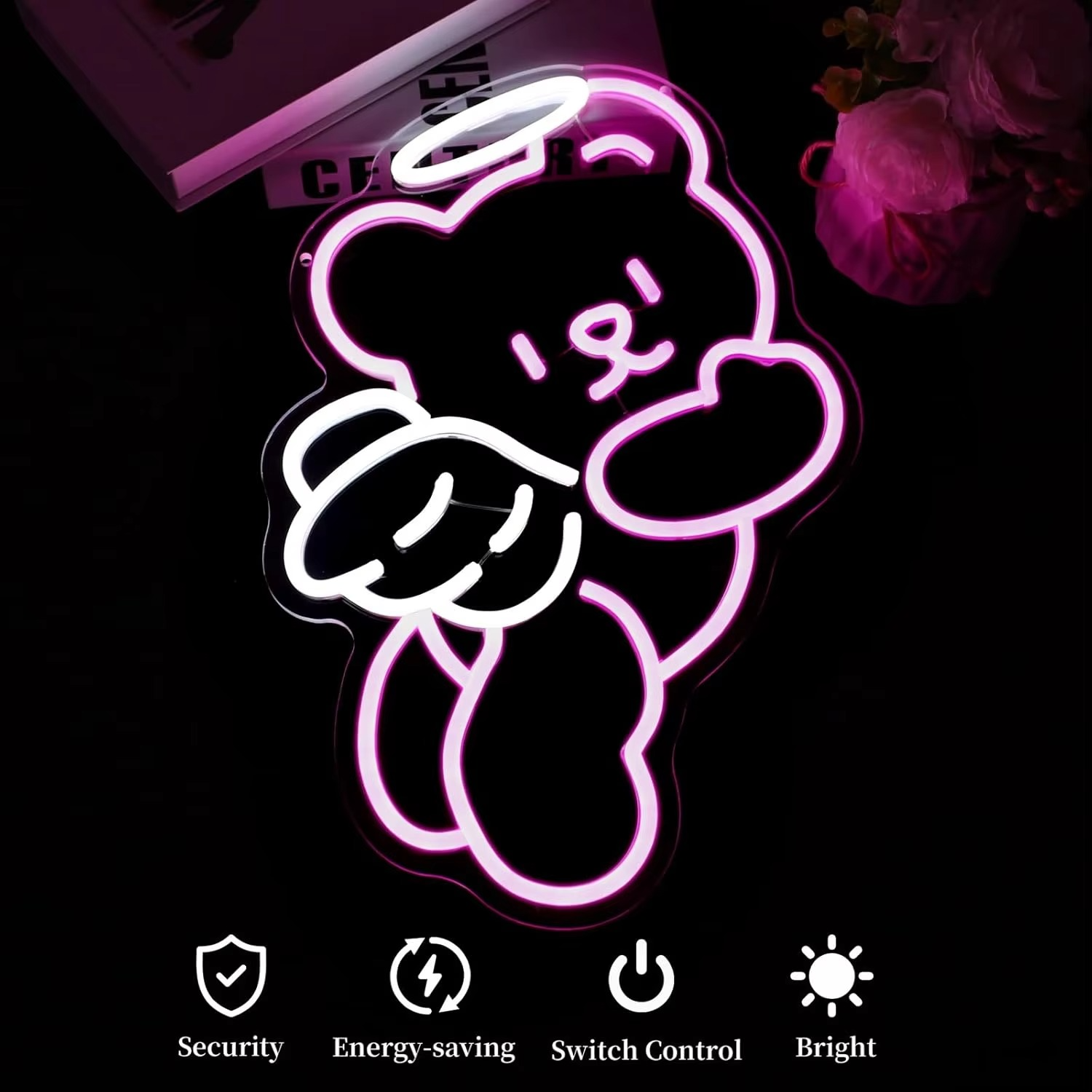BowLift | Charming Bear Neon Light with Dimmer - USB Powered Wall Decor