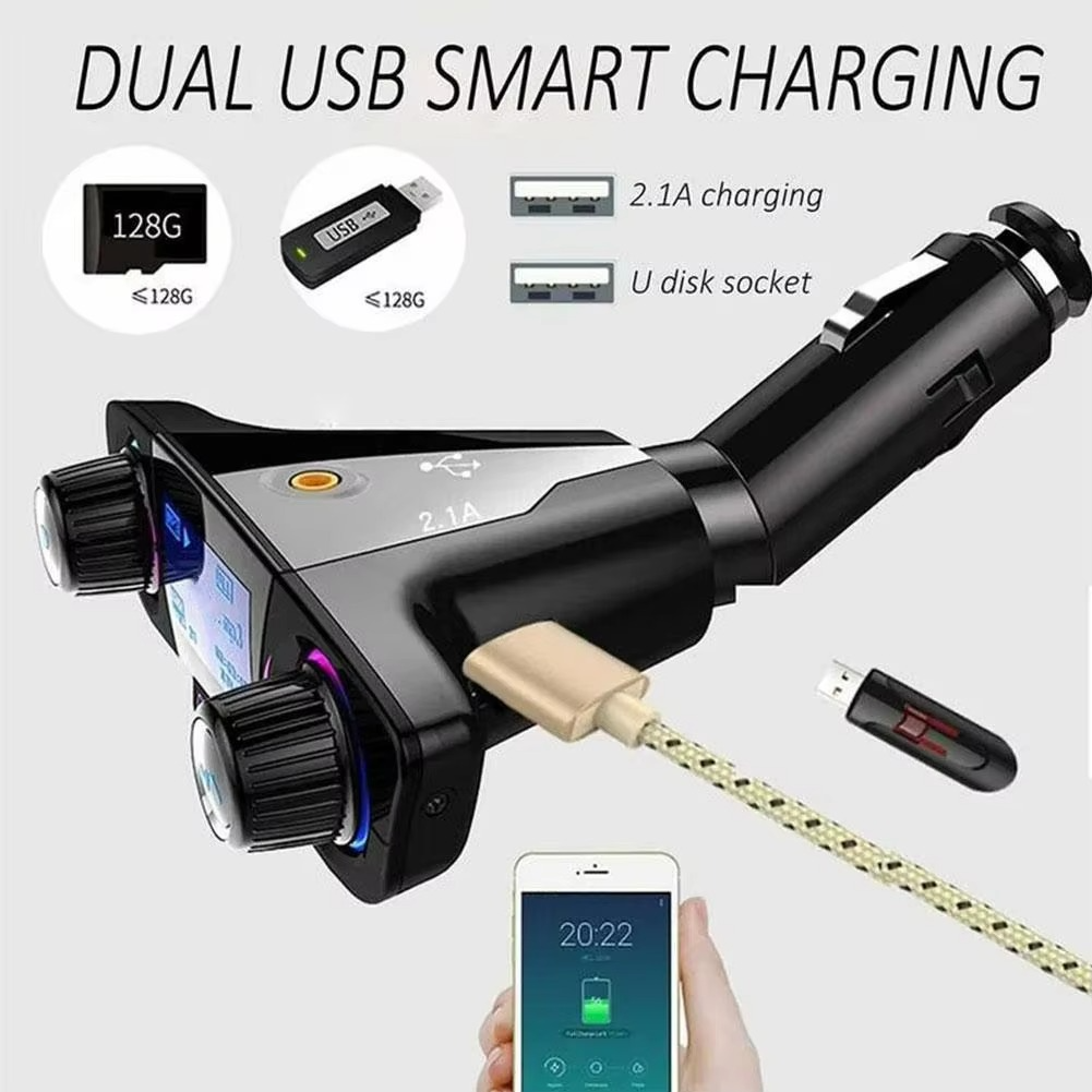 BowLift | Bluetooth 5.0 Car FM Transmitter with Dual USB Charger and LED Display