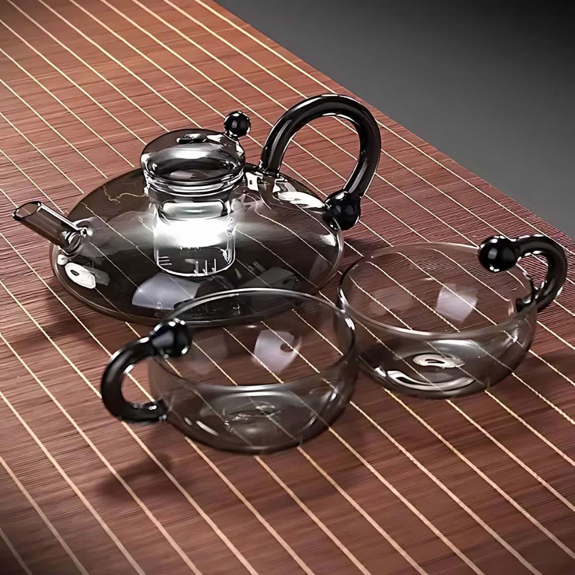 BowLift | Glass Teapot Set with Built-In Filter and Cups
