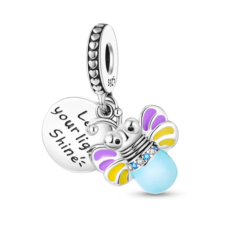 BowLift | 925 Silver Golden Leopard Charms Beads Colorful Chameleon Rhinoceros Lion Scarab Cat Pendant Compatible with Original Pandora Bracelet Jewelry