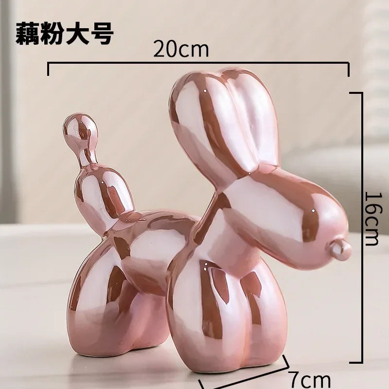 BowLift | Nordic Ceramic Balloon Dog Sculpture Gold Animal Decorations Statue Living Room Ornaments Creative Desktop Ornament Home Decor