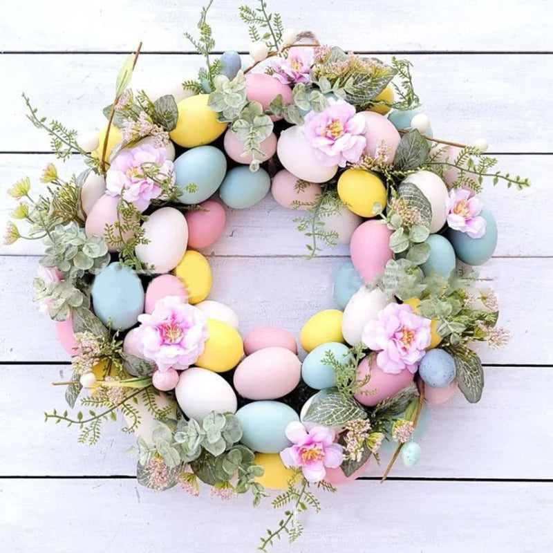 BowLift | 5 Style Bow Ribbon Easter Egg Wreath Easter Egg Garland Door Ornaments Wall Decor Happy Easter 2023 Decor for Home Kids