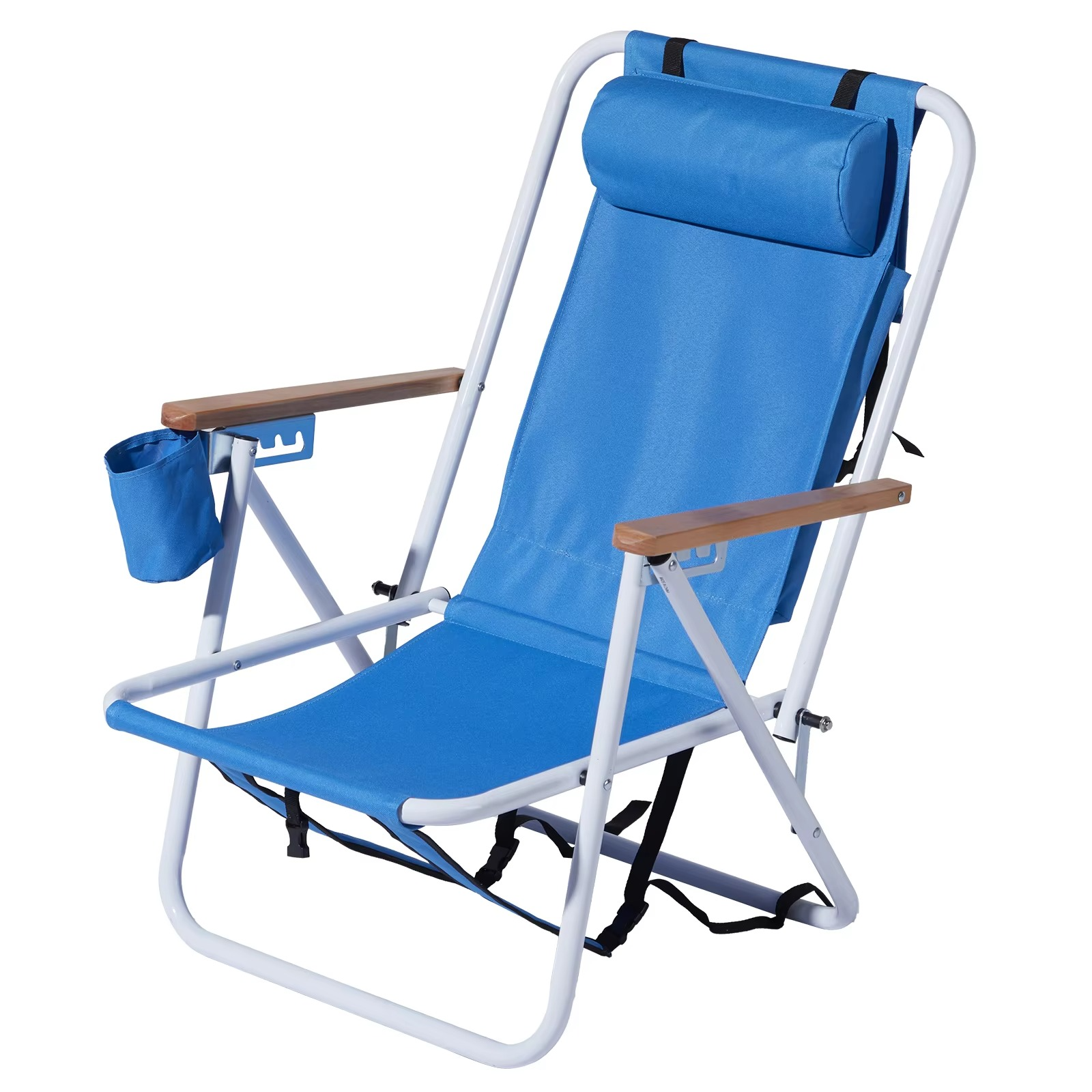 BowLift | 2-Pack Foldable High-Strength Beach Chairs with Adjustable Headrest – Blue
