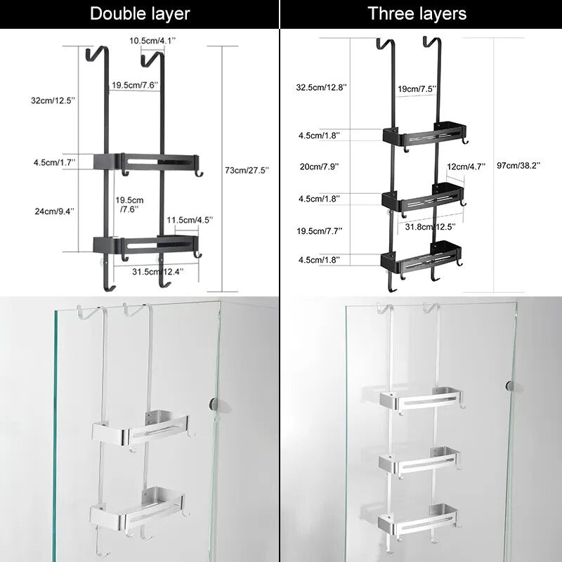 BowLift | Sleek Shower Nail-Free Dual Layer Organizer Rack