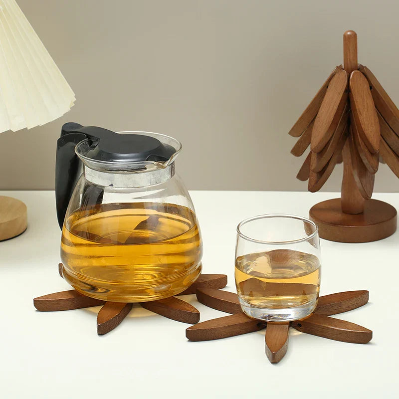 BowLift | Wooden Tree Heat Resistant Coaster Set