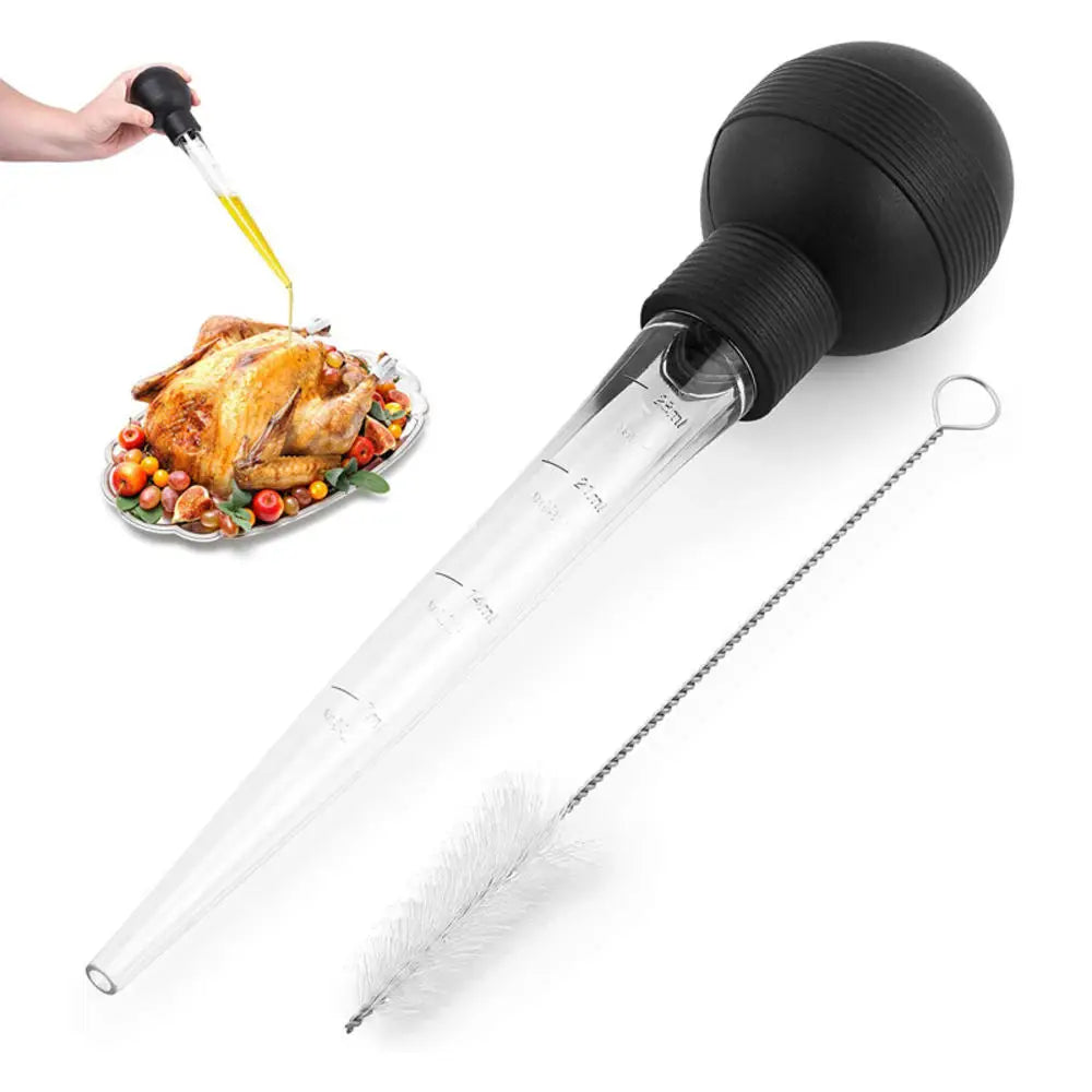 BowLift | Flavora Marinade Injector | With 2 Needles & Cleaning Brush | For Liquid & Thick Marinades | Stainless Steel & Silicone