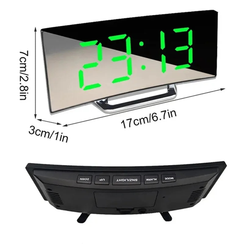 BowLift | LED curved screen digital alarm clock with USB charging