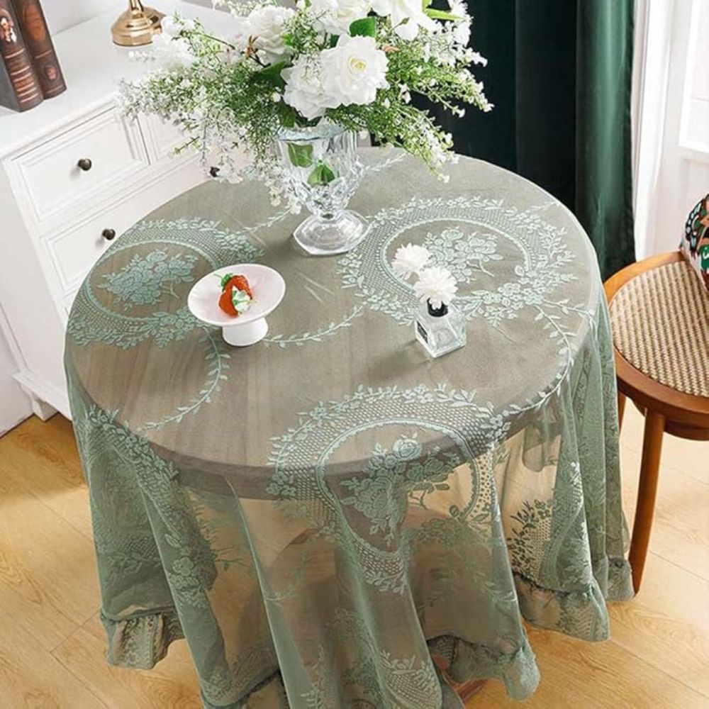BowLift | Sheer Lace Round Floral Tablecloth