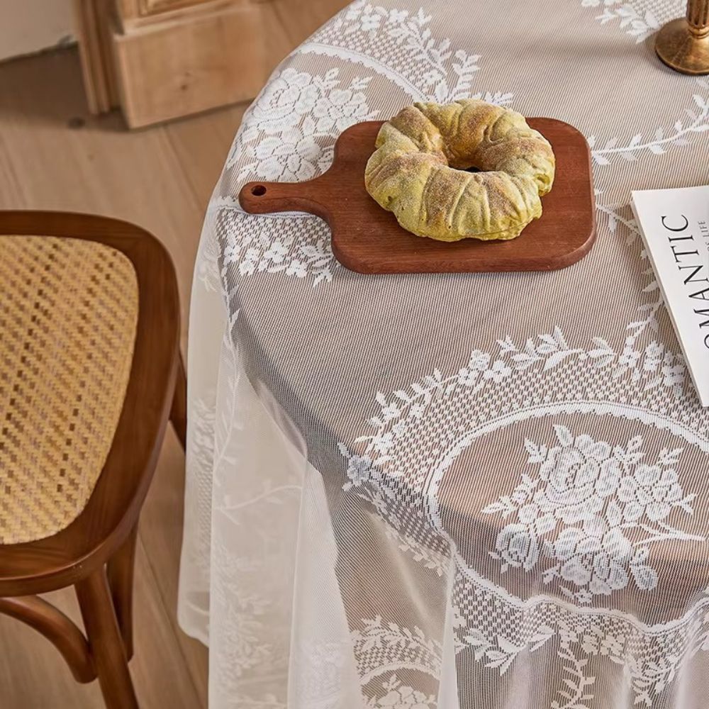 BowLift | Sheer Lace Round Floral Tablecloth