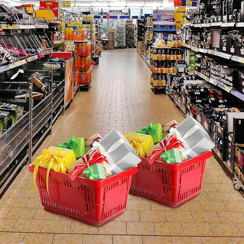 BowLift | 12 Pcs Shopping Basket 20 L Plastic Shopping Baskets with Handles for Market Grocery Supplies