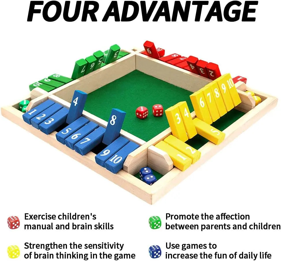 BowLift | Shut the Box wooden game – Traditional dice game for children & adults