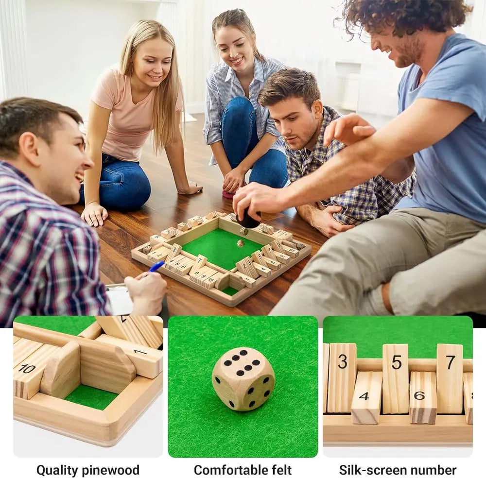 BowLift | Shut the Box wooden game – Traditional dice game for children & adults