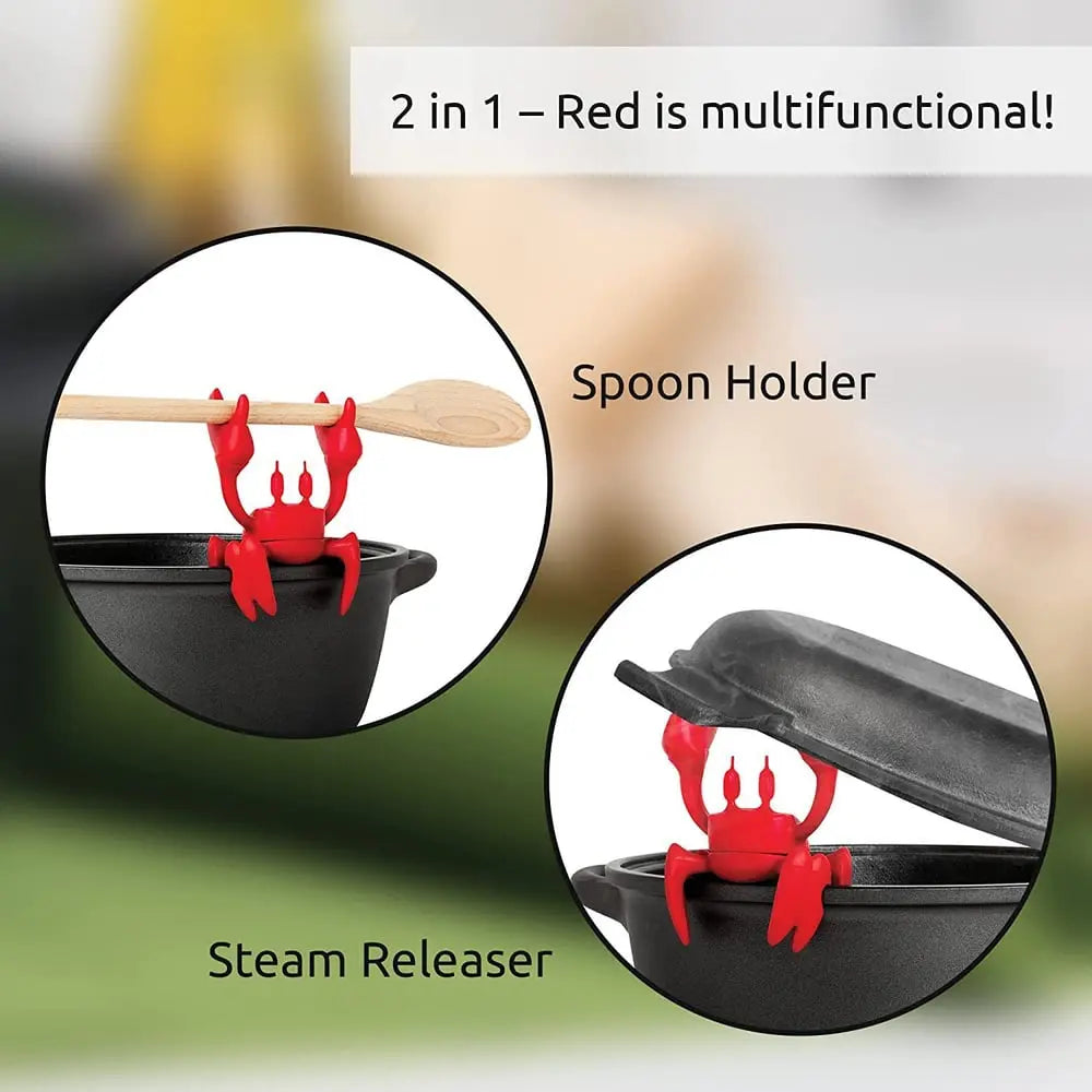 BowLift | Silicone Kitchen Utensil – Cute Crab Holder with Steam Release Function!