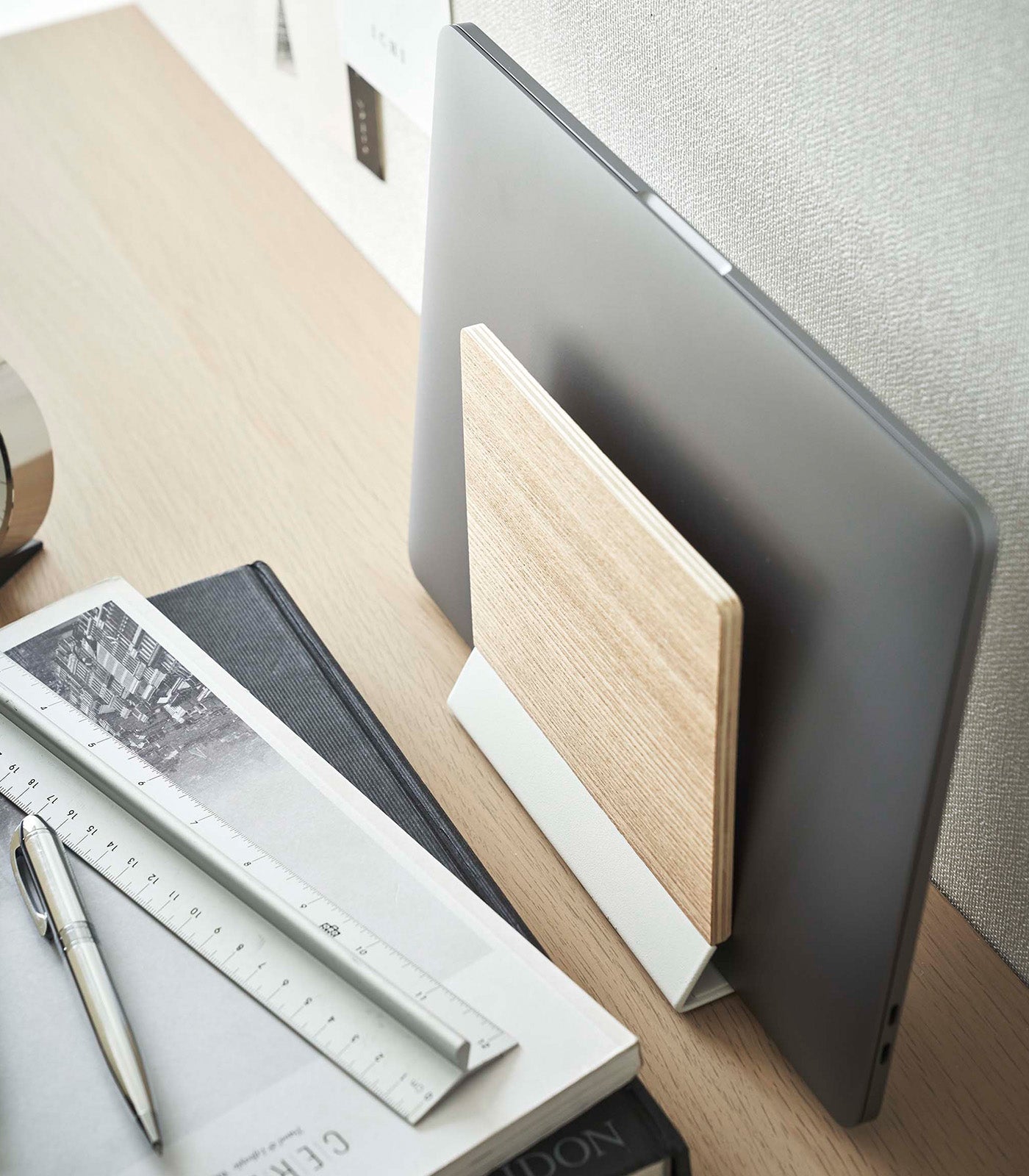 BowLift | Slim Laptop Stand - Steel + Wood